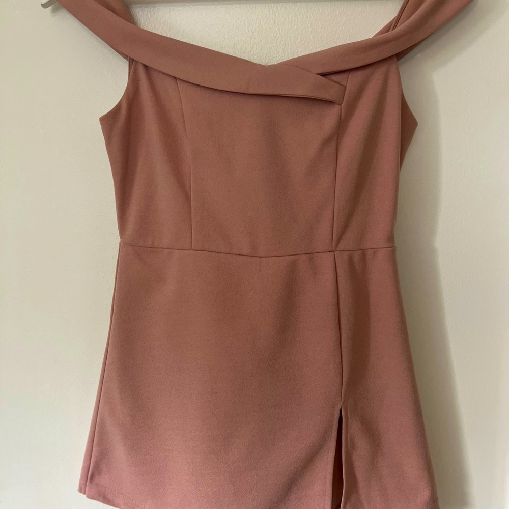 Pink boutique romper w/side slit